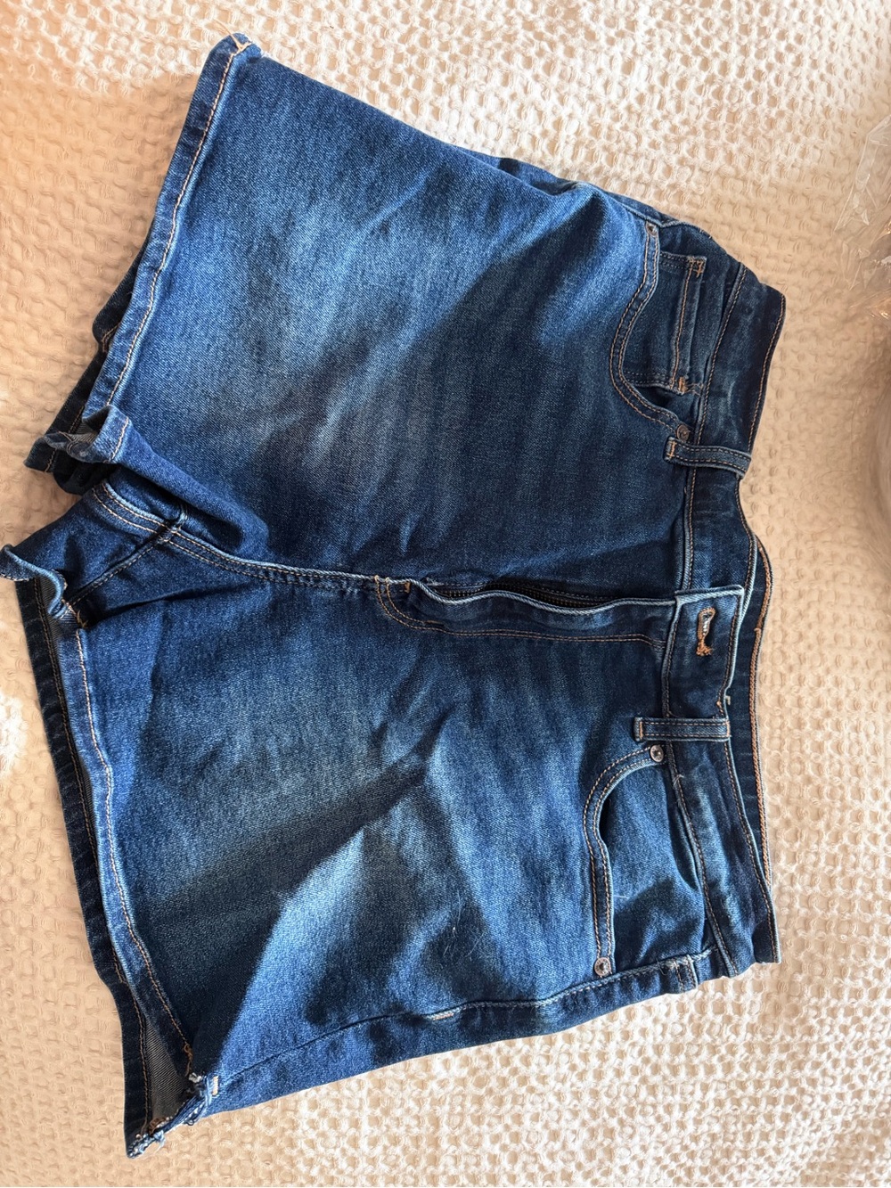 American Eagle Outfitters Dark Blue High-Rise Jean Shorts